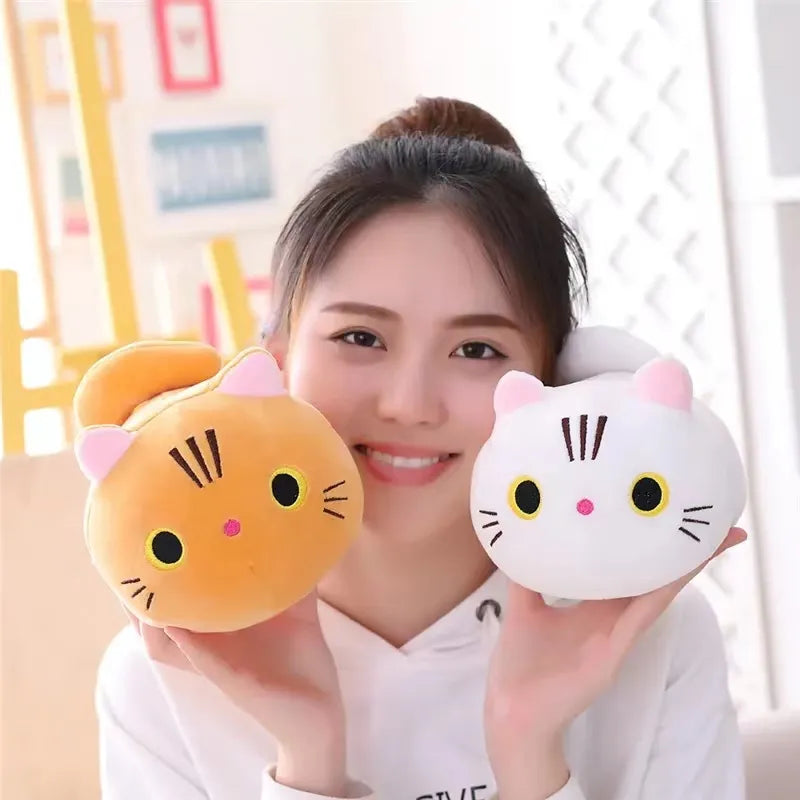 25CM Lovely Cartoon Cat Dolls Stuffed Soft Animal Kitten Plush Pillow Toys Kawaii White Black Cat Gift for Boys Girls