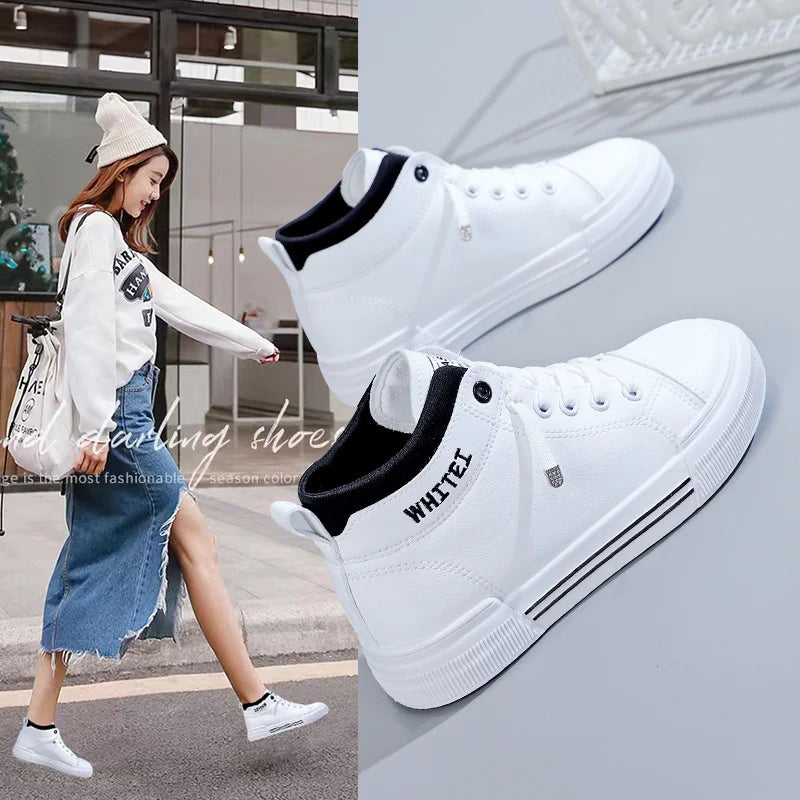 Women's Fashion High-top Breathable Sneakers 2023 Trend White Flat Casual Sports Designer Running Shoes for Woman Tennis Ladies