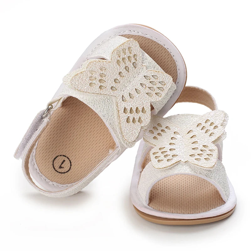 2022 New Style Baby Girls Shoes Fashion PU Bow Summer Casual Garden Sandals First Walker White Baptism Shoes