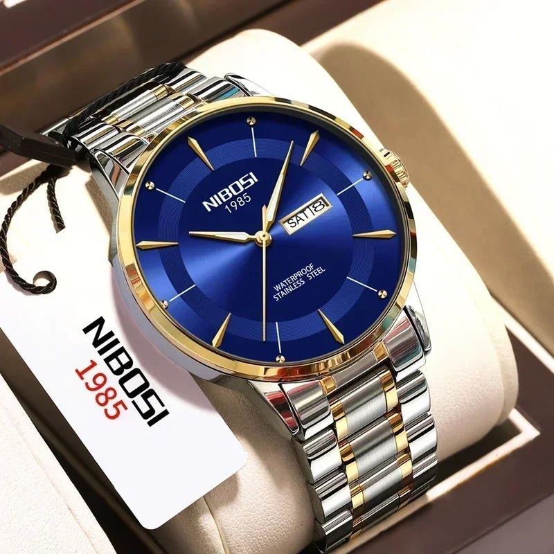 NIBOSI Quartz Watch For Men Sports Top Luxury Male Waterproof Luminous Stainless Steel Date Week Men's Watches Relogio Masculino