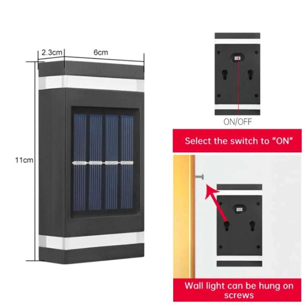 6/8/10/12 LED Solar Powered Wall Lamp Outdoor Waterproof Light UP and Down Illuminating Garden Yard Decoration Outside Sunlights