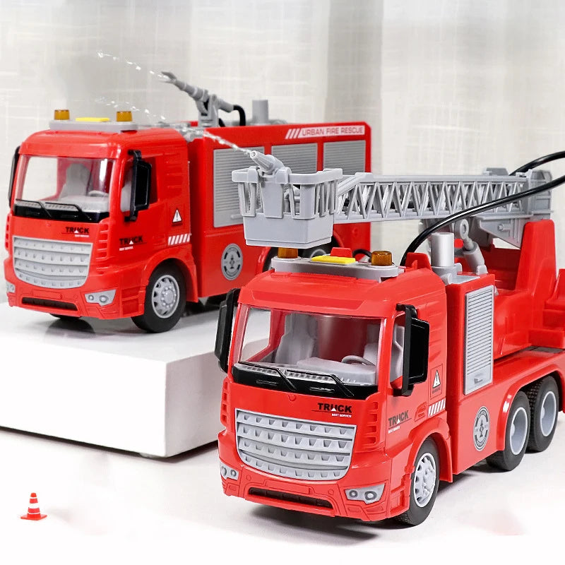 Oversized children's firefighter toy car fire truck can spray water large boy rescue car baby ladder car