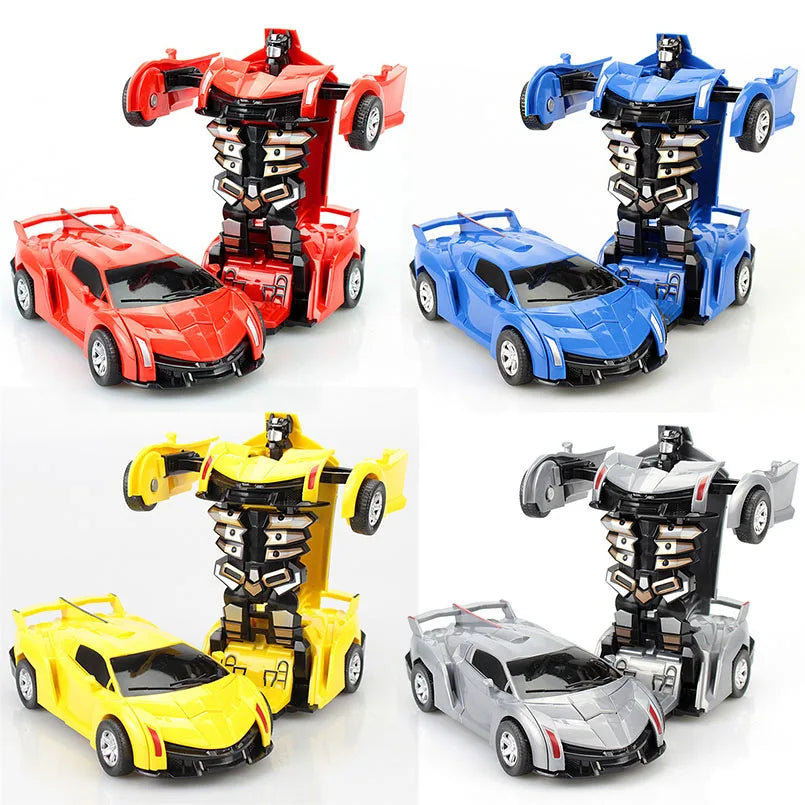 2 in 1 One-key Deformation Car Toys Automatic Transform Robot Plastic Model Car Diecasts Action Figure Classic Toy For Kids Boy