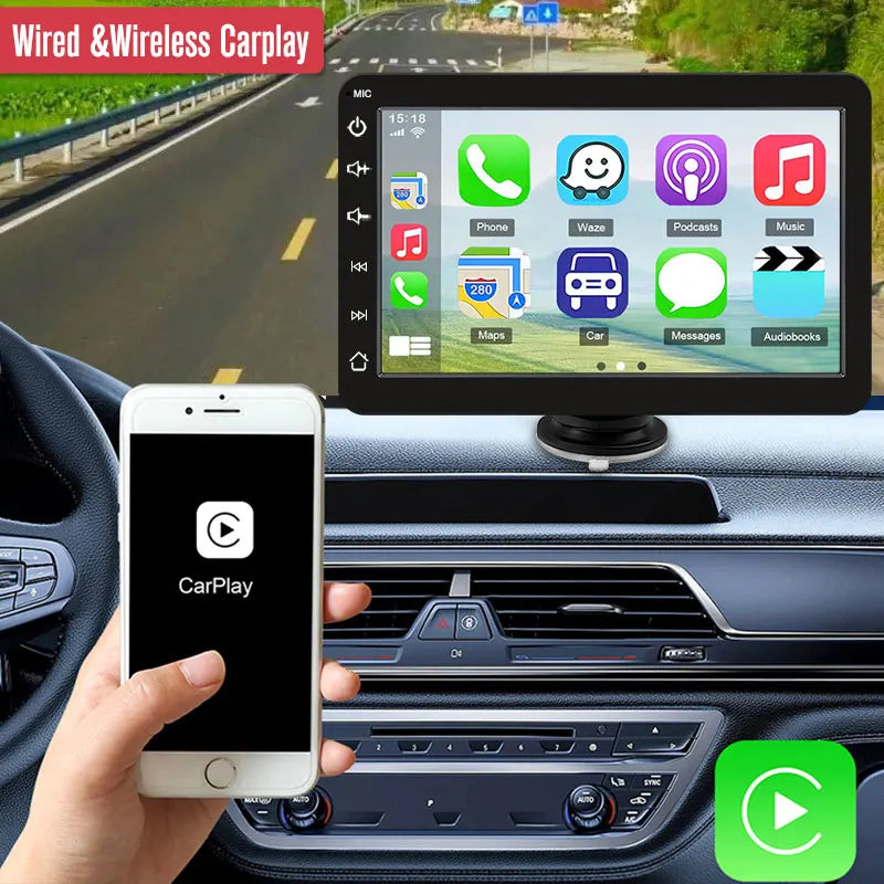 7inch Car Radio Multimedia Video Player Touch Screen Wireless Apple CarPlay Tablet Android Stereo Bluetooth Navigation