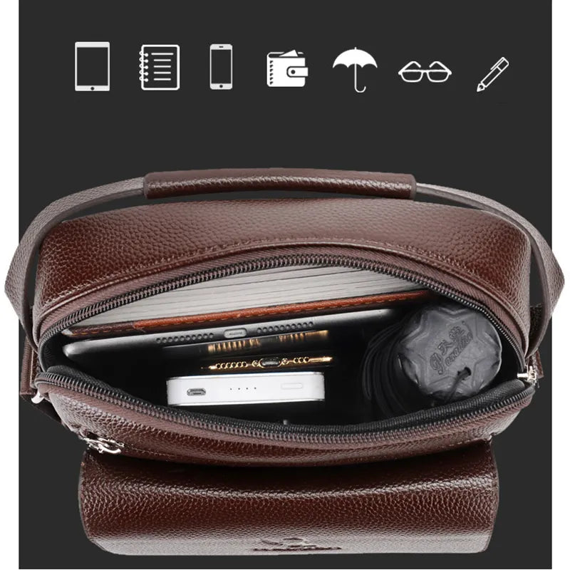 New Men's Genuine Leather Crossbody Shoulder Bags High Quality Tote Fashion Business Man Messenger Bag Leather Bags Fanny Pack