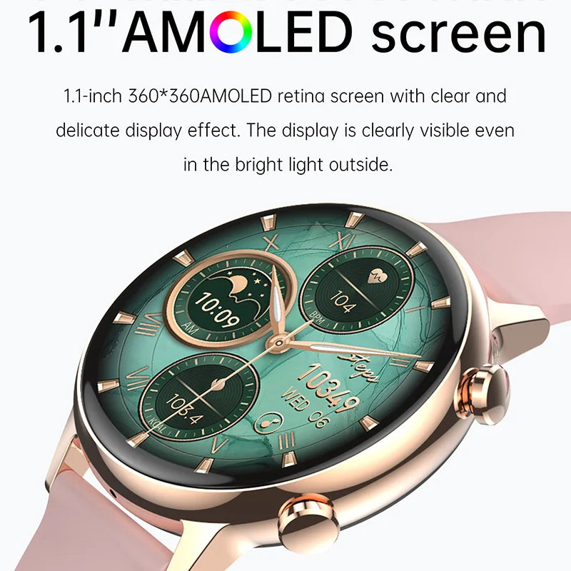 2023 New AMOLED Ladies Smartwatch Bluetooth Talk NFC Heart Rate Blood Oxygen IP68 Waterproof smartwatch for men for Android IOS