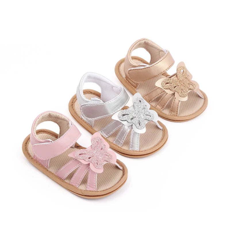 Infant Baby Girl Sandales Toddler Summer Shoes Newborn Bebes Soft Rubber Sole Footwear for 1 Year Cute Butterfly Sandalen Gifts