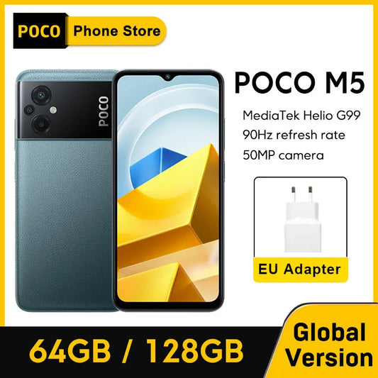 【العرض العالمي الأول】POCO M5 النسخة العالمية 64 جيجابايت/128 جيجابايت NFC MTK G99 ثماني النواة 90 هرتز شاشة 6.58 بوصة كاميرا 50 ميجابكسل 5000 مللي أمبير