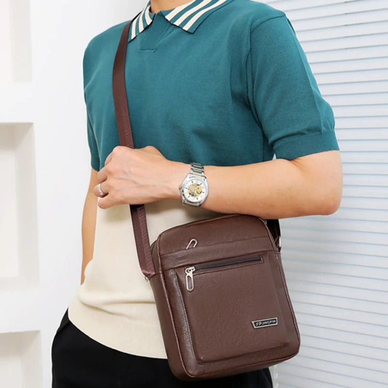 Men's Crossbody Bag Vintage Fashion Casual PU Business Large Capacity Handbag Practical and Durable Male's Shoulder Bags