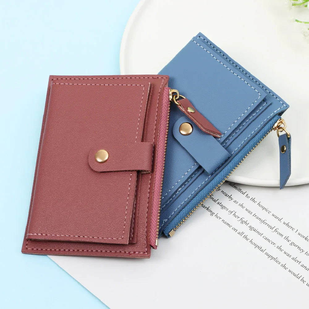 Cute Fashion PU Leather Mini Coin Purse Women Solid Color Credit Card Holder Bags Small Wallet Money Bag Purse Card Holder