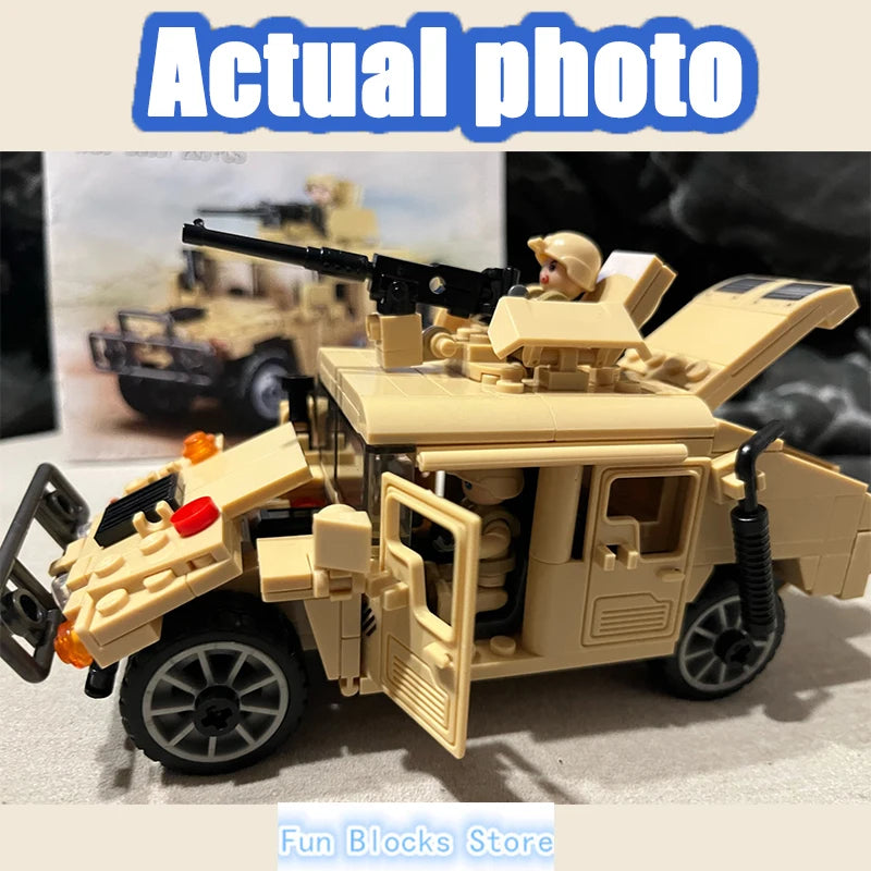 SLUBAN WW2 Military Humvee Jeep H1 Army Friends Car Mould King Building Bricks Classic Moc Blocks Action Figures Toys Boys Gift