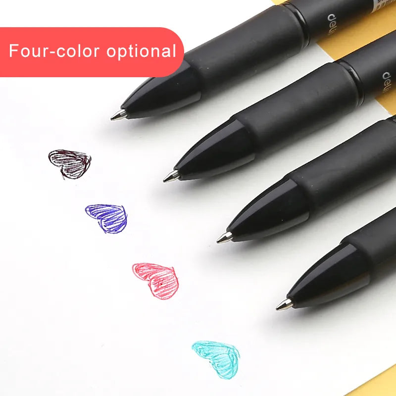 Deli Multifunction Ballpoint Pen 4 in 1 MultiColor Pen 0.7mm Retractable Ballpoint Pens For Marker Writing School Stationery