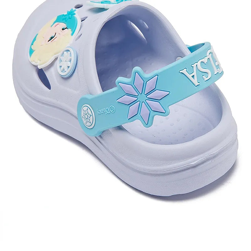 Disney Children's Casual Shoes Frozen Baby Indoor Home Anti slip Princess Elsa Cartoon Beach Blue EVA Summer Shoes Size 15-20