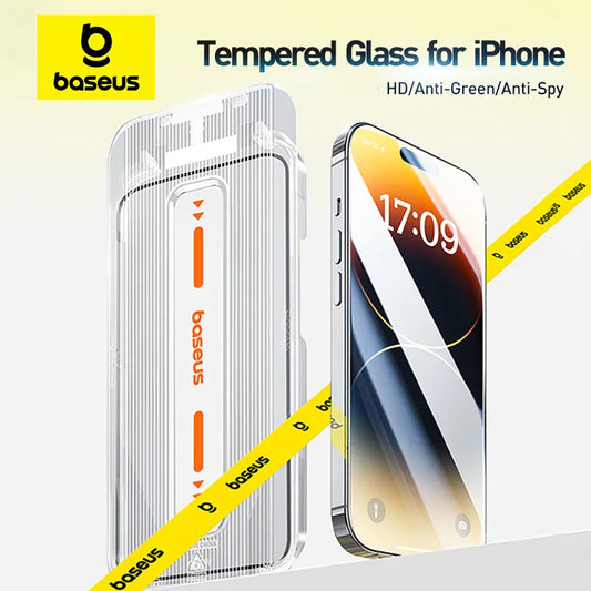 واقي شاشة Baseus لهاتف iPhone 15 14 13 Pro Max Corning Glass Anti Spy Full Glass Protection لهاتف iPhone 15 Pro Plus