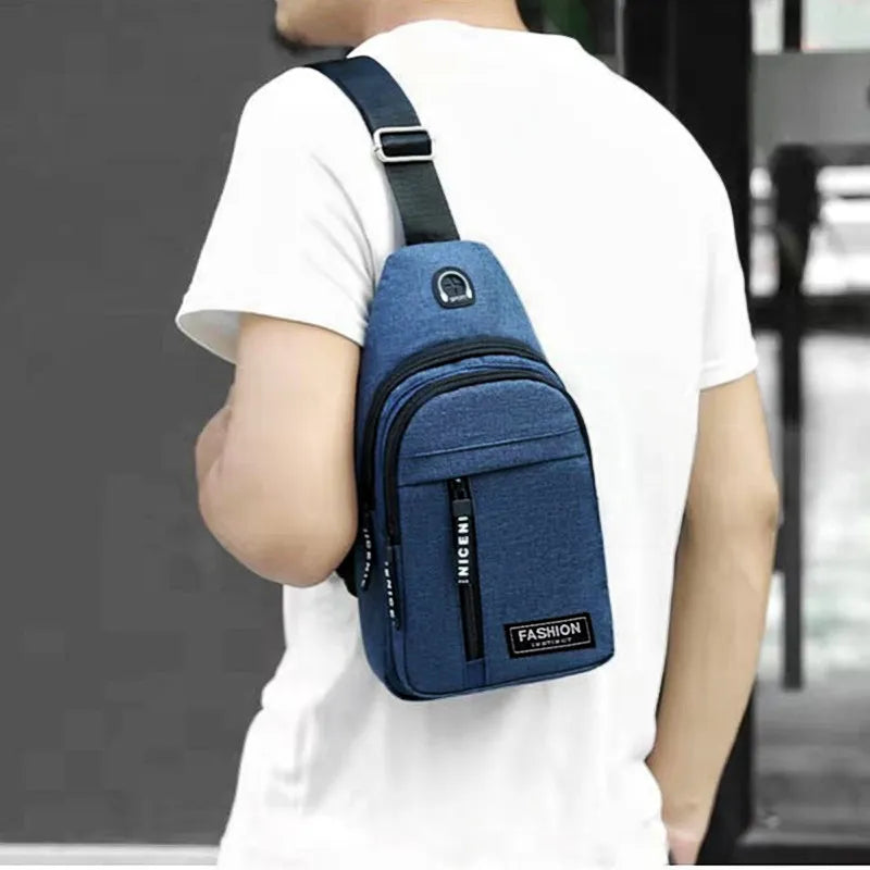 New Multifunctional Chest Bag Men's Fashion Trend Oxford Cloth Shoulder Bag Korean Style Casual Waterproof Messenger Bag