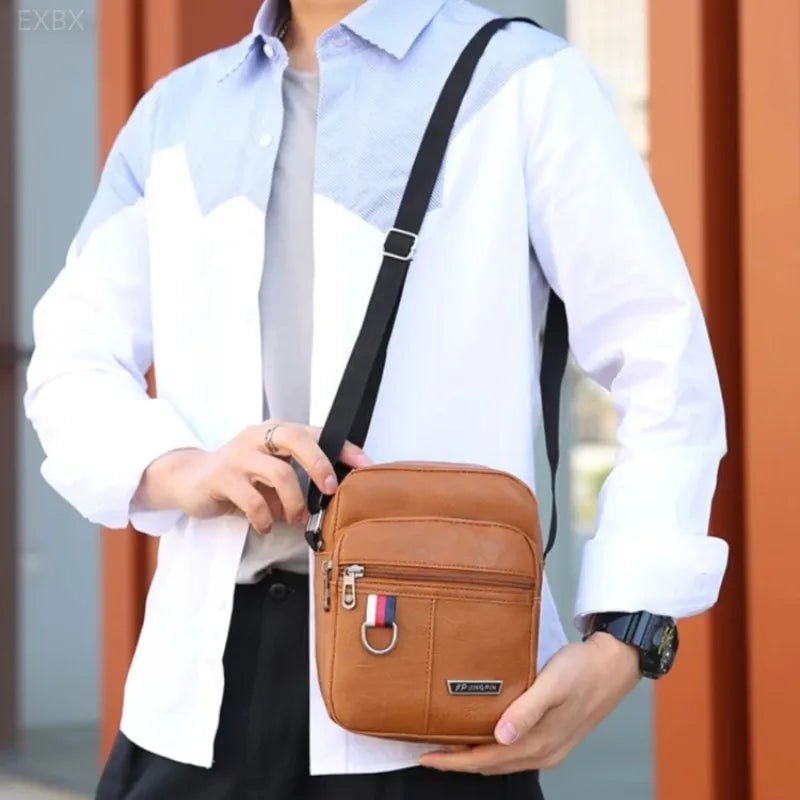 Men's Messenger Bag Crossbody Shoulder Bags PU Leather Men Travel Sling Bag Large Capacity Business Messenger Bag for Male