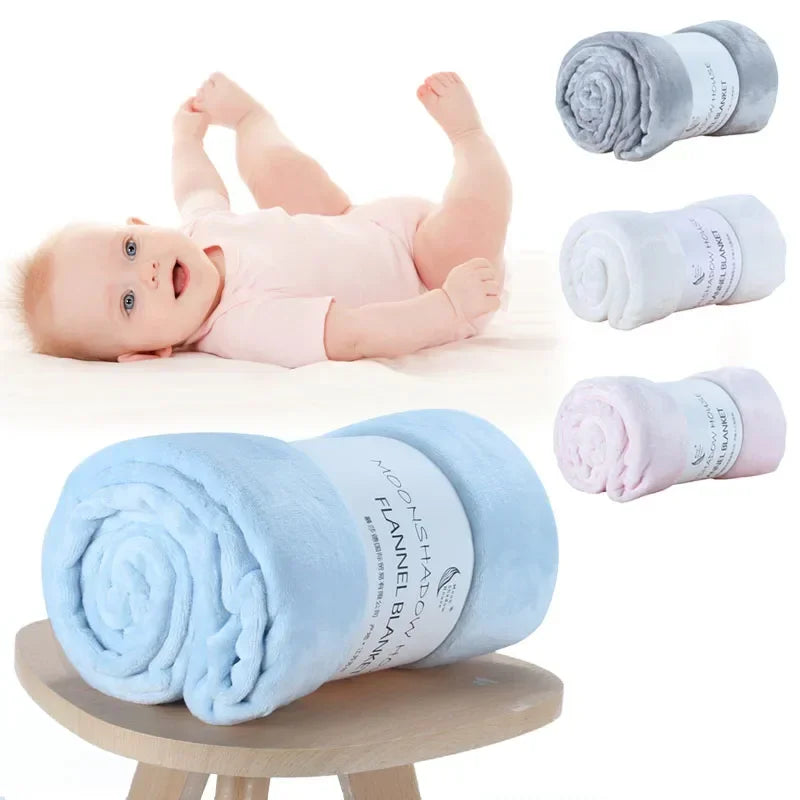 Baby Blanket & Swaddling Newborn Thermal Soft Fleece Blanket Winter Solid Bedding Set Flannel Quilt Infant Bedding Swaddle Wrap