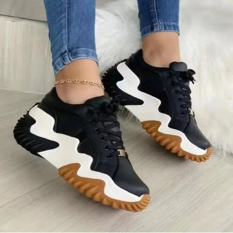 2024 Platform Casual Sport Shoe Women  Lace Up Chunky Sneaker Wedge Non Slip Woman Vulcanize Shoes Zapatos Mujer Plus Size 35-43