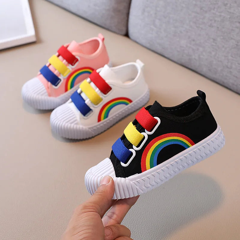 Autumn Casual Shoes Canvas Shoes Girls' Shoes Rainbow Shoes for Kids Girls Board Shoes Boys Sneakers Soft Sole Kid Shoes tênis