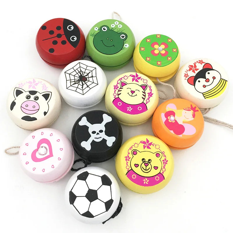 23 Style Cute Animal Prints Wooden Yoyo Toys Ladybug Toys Kids Yo-Yo Creative Yo Yo Toys for Children 5cm Wooden Yo Yo Ball