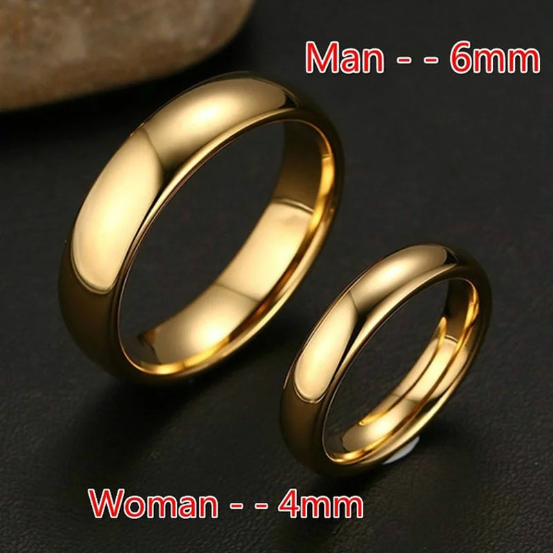 Fashion Simple Gold Plated Glossy Ring Classic Couple Banquet Exquisite Jewelry