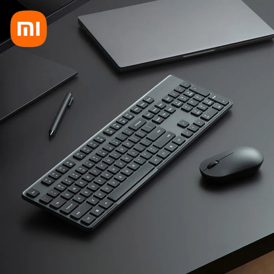 Xiaomi 2023 Keyboard Mouse Set 2 for Office Computer 2.4GHz Wireless Portable Black Minimalist 104 Keys USB Thin Keyboards