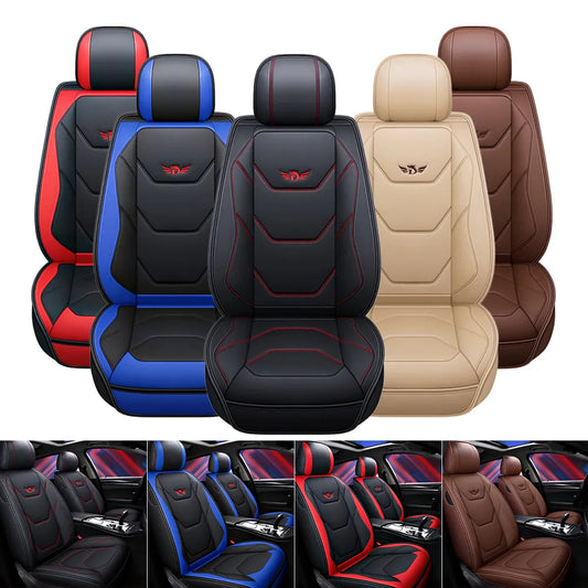 New Car Seat Covers Full Set Universal Fit Seat Protectors PU Leather Automobiles Seat Back Covers Auto Interior Accessories