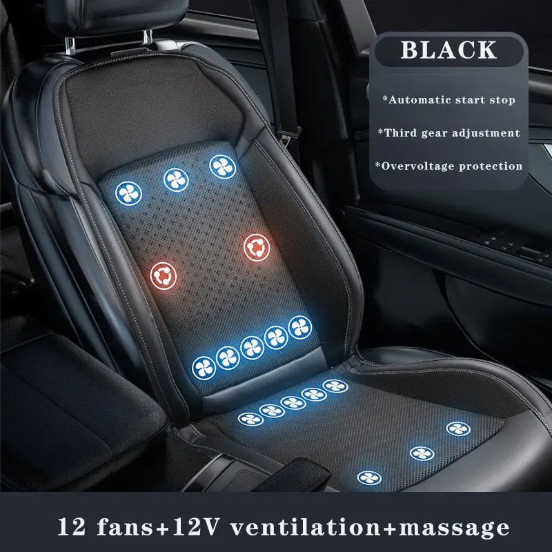 12V/24V Summer Cool Massage Cushion The Fan Blowing Cool Ventilation Sheet Cushion Car Seat Cooling Vest All Car Accessories