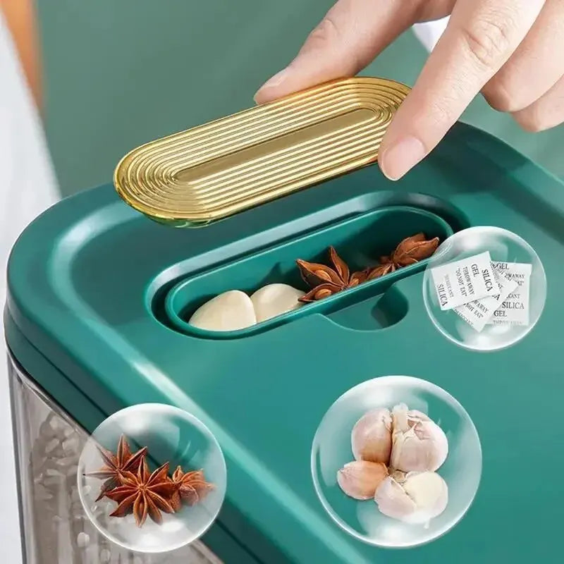 Automatic Plastic Cereal Dispenser Storage Box Measuring Cup Kitchen Food Tank Rice Container Organizer Grain Storage Cans