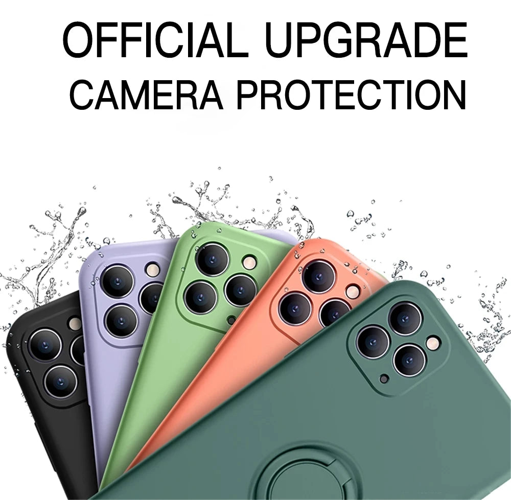 جراب هاتف من السيليكون السائل مع حامل مغناطيسي لهاتف iPhone 14 13 12 11 Pro Mini XR X XS Max 7 8 Plus Se 2020