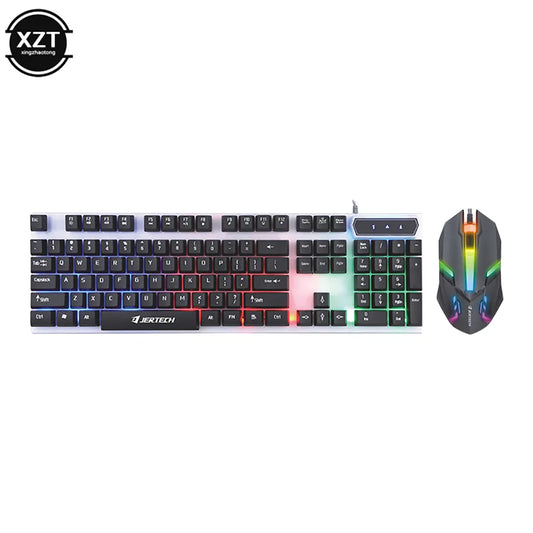 Luminous Computer Keyboard and Mouse Set USB Wired Game Colorful Backlight Mechanical Feel Keyboard and Mouse