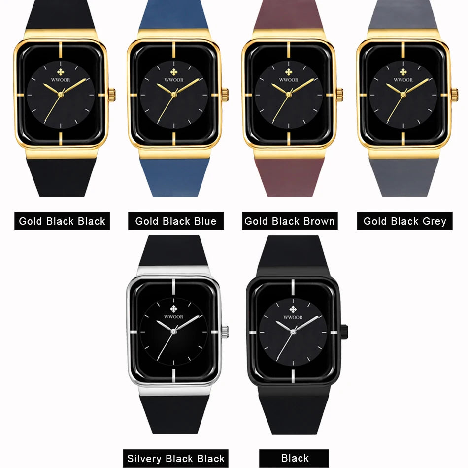 ساعات رجالية جديدة من WWOOR 2024، ساعة يد كوارتز مربعة فاخرة للرجال، ساعة كاجوال فريدة من نوعها مقاومة للماء للرجال