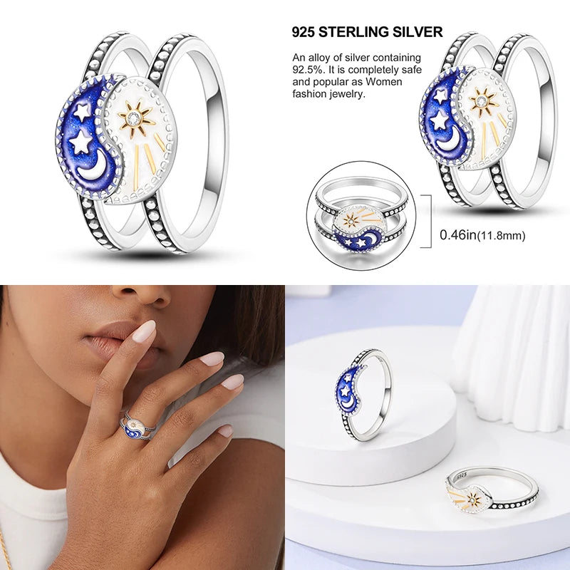 Celestial Sun & Moon Ring Set Women 925 Silver Jewelry Anniversary Gift Engagement Rings New in Hot sale Fashion Unisex Ring Set