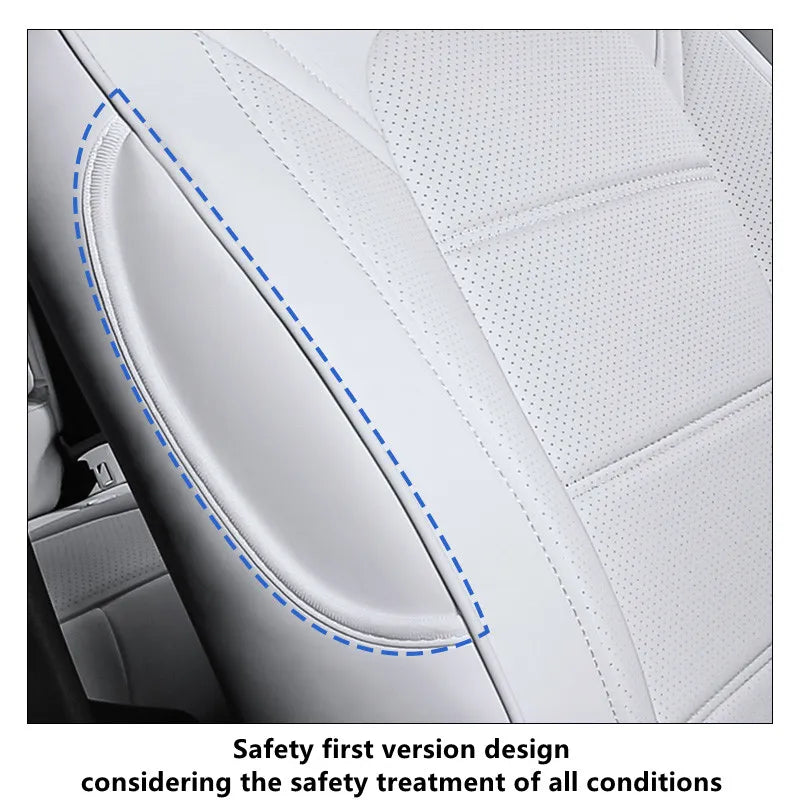 Car Seats Cover For Tesla Model 3 Y Nappa Leather Full Surround Style Factory Wholesale Price White Cushion Interior Accessories