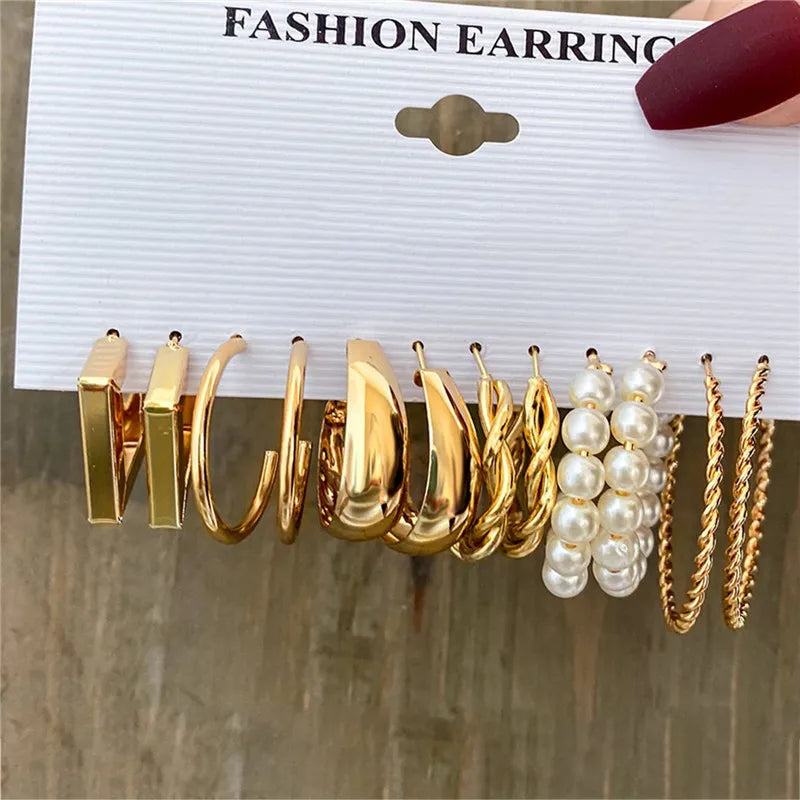 VAGZEB Gold Color Dangle Earrings Set Butterfly Acrylic Hollow Drop Earrings for Women Heart Hoop Earring Fashion Jewelry Gifts