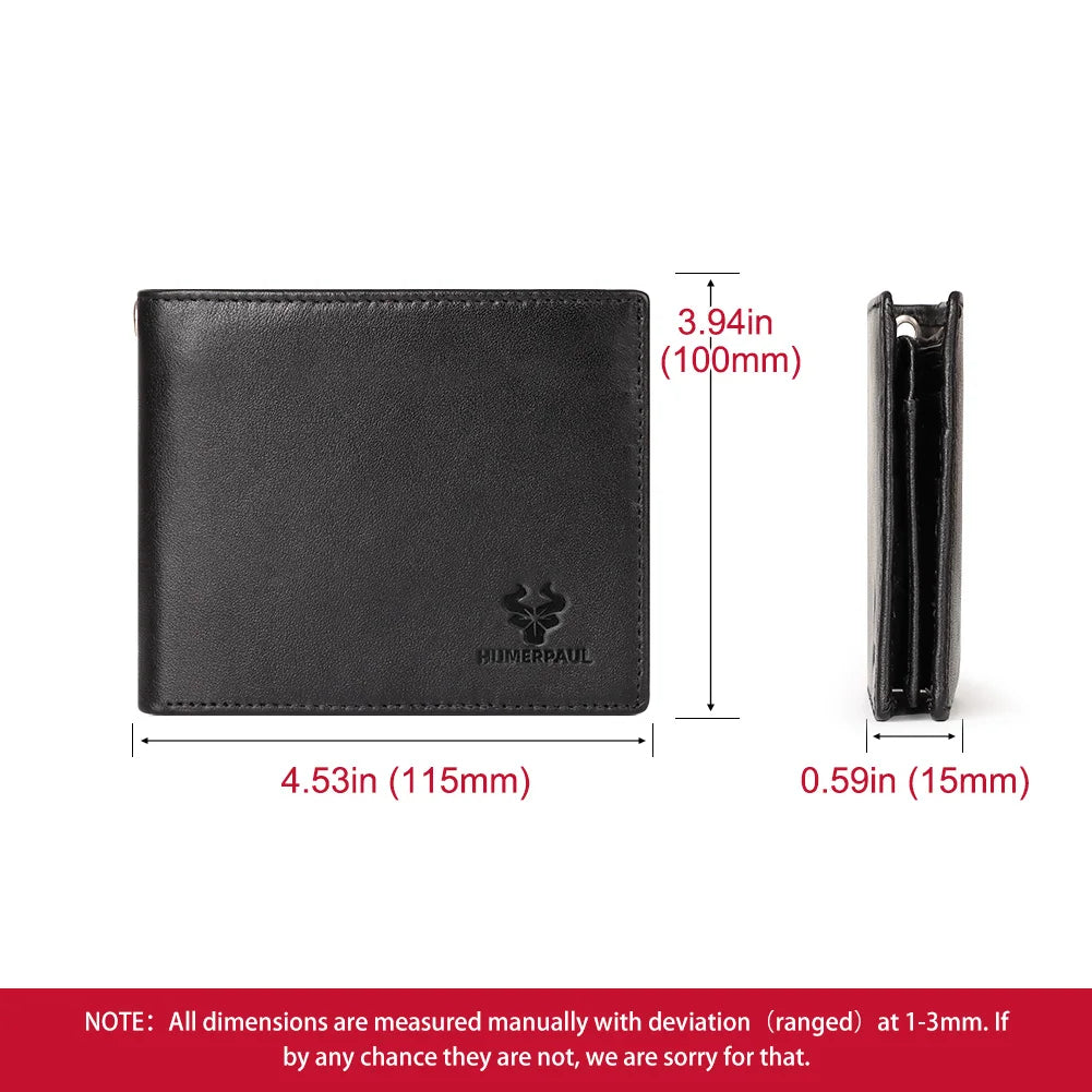 Men's Wallet Genuine Leather Fashion Wallet Men RFID Blocking 2 Fold Business Credit Card Holder Coin Purse Man