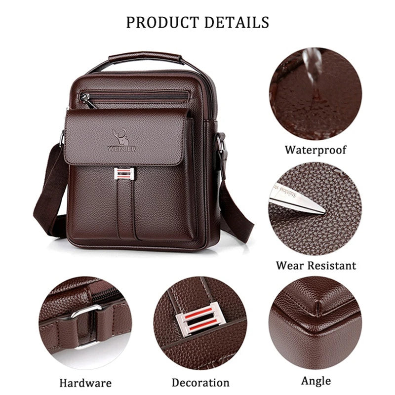 New Men's Genuine Leather Crossbody Shoulder Bags High Quality Tote Fashion Business Man Messenger Bag Leather Bags Fanny Pack