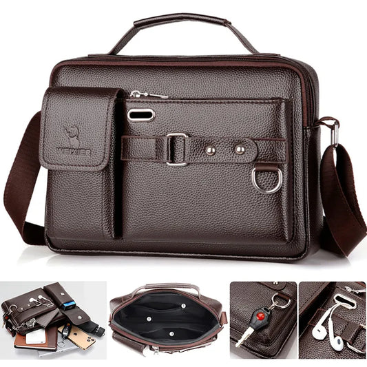 Men Anti-theft PU Leather Shoulder Bags Waterproof Business Handbag Travel Tote Crossbody Cross body Messenger Bag Pack For Male