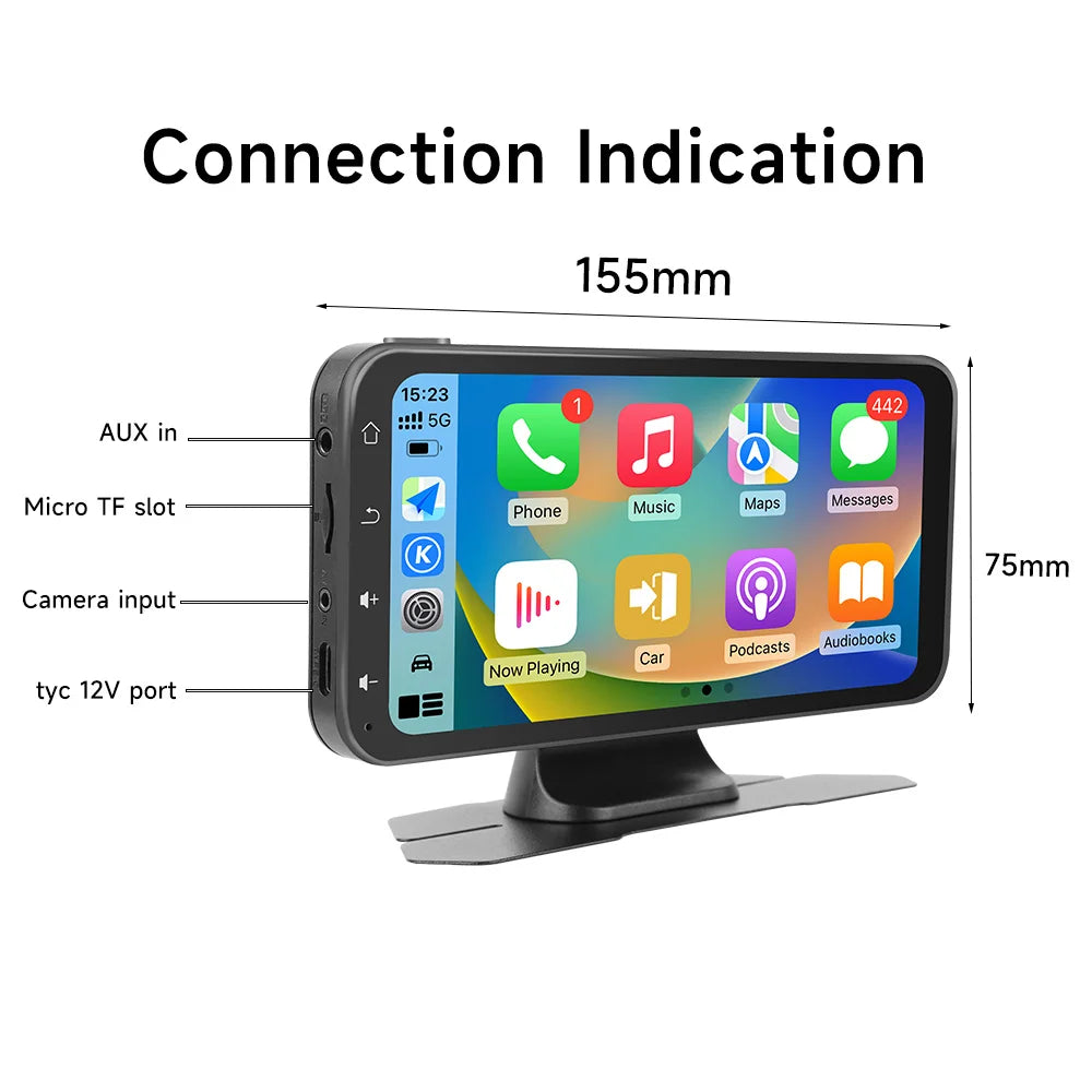 JIUYIN 6.25 Inch Universal Car Radio Multimedia Navigation Wireless Carplay Apple Android Auto Touch Screen Music Player