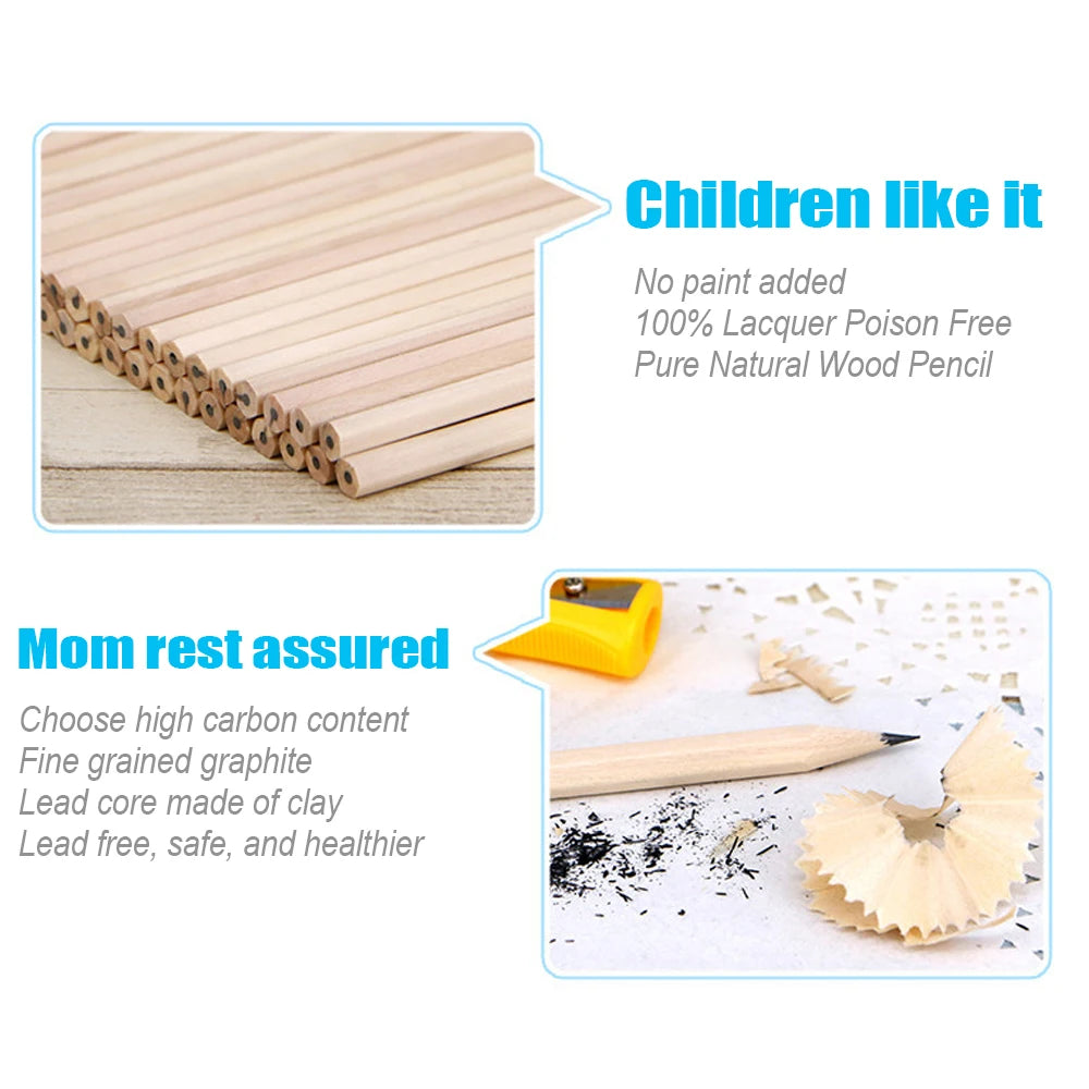 20/50/100pcs Eco-friendly Natural Wood Pencil Black Non-toxic Standard HB Pencil Stationery Sketch Pencil Office School Supplies