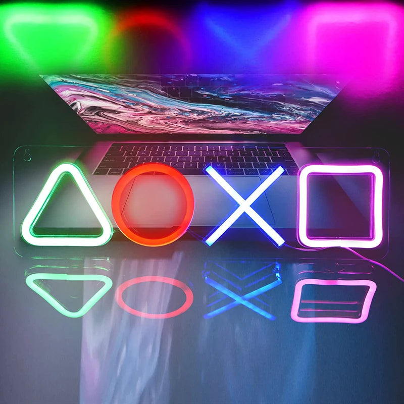 Icon Gaming Ps4 Neon Sign Playstation Light for Bedroom Decor  Light Led Room Bar Party Christmas Gamer Gifts Gaming Accessories