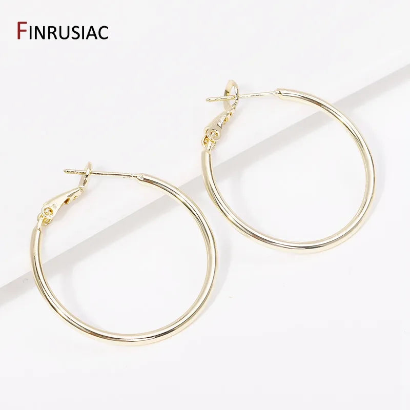 Ladies Big Hoops Gold Circle Ring Earrings 2023 New Trendy Real Gold Plated Round Hoop Earrings For Women Girls