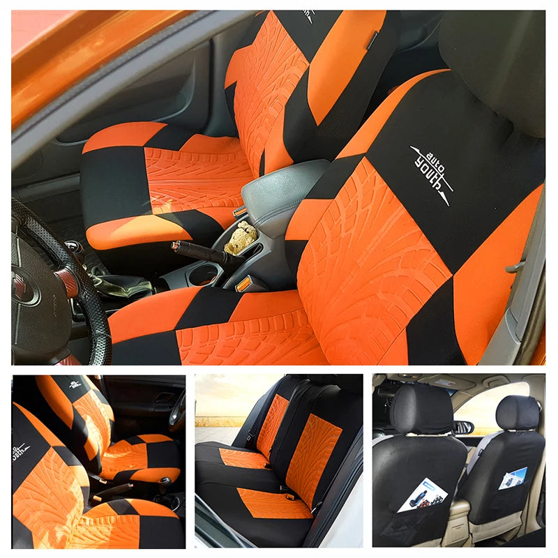 AUTOYOUTH Car Seat Covers Set Universal Fit Most Car covers with Tire Track Detail For Renault Logan 1 2004-2009