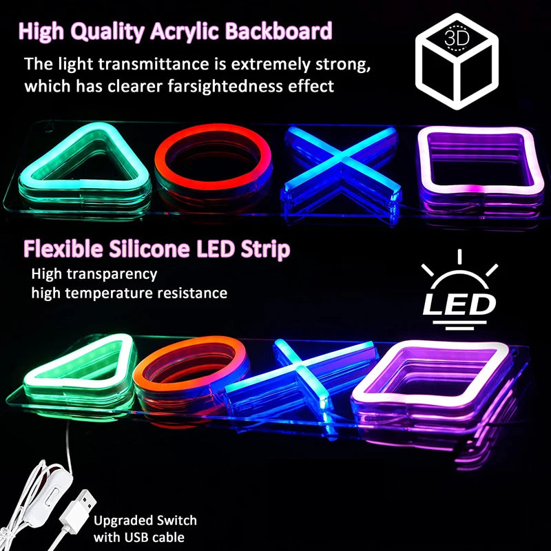 Icon Gaming Ps4 Neon Sign Playstation Light for Bedroom Decor  Light Led Room Bar Party Christmas Gamer Gifts Gaming Accessories