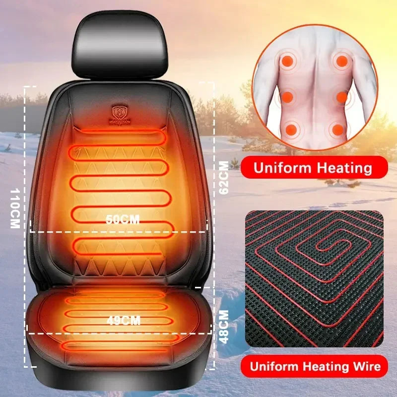 12V 24V Car Seat Heater 30s Fast Heated Car Seat Cover Flannel/Cloth Car Heating Mat Universal Winter Electric Heated Seat Cover