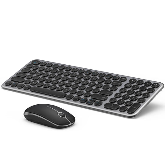 Jelly Comb Wireless Keyboard and Mouse Combo 2.4G Slim Ergonomic Quiet Keyboard and Mouse with Round Keys for Windows Laptop PC