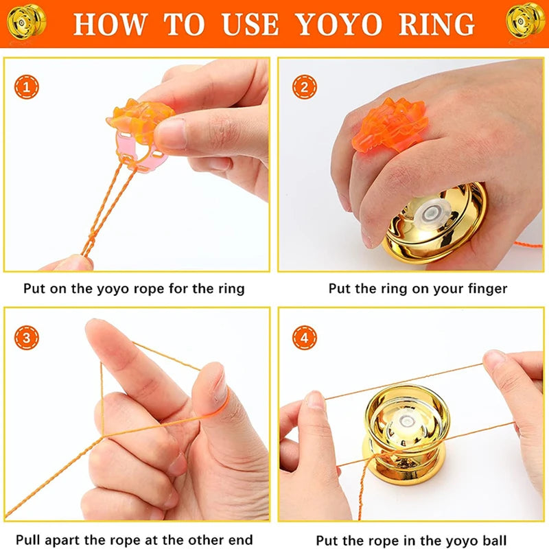 6 Colors Professional Yoyo Toy Aluminum Alloy Children Beginners Yo-Yos for Gift Yo-yo Finger Protector Accessories