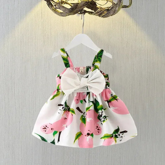 New Summer Baby Girl Dress Big Bow Infant Baby Girl Clothes Cute Print Sleeveless Newborn Infant Princess Dresses for Baby Girls