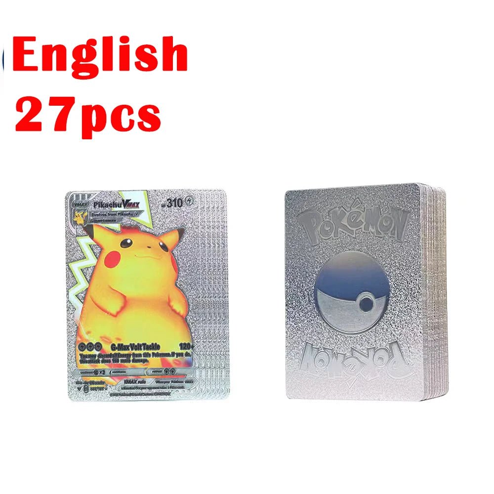 French Pokemon Card 55 pieces of Pokemon Gold Cards Golden Letters French Cards Metalicas Charizard Vmax Gx Series Game Card Box