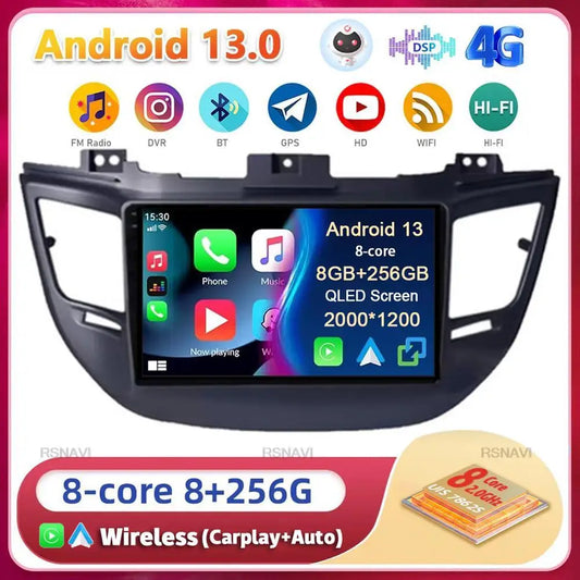 Android13 For Hyundai Tucson IX35 3 2015 2016 2017 2018 Car Radio Navigation Multimedia Player Video WIFI+4G BT DSP Carplay Auto